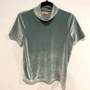Madewell Velvet Short Sleeve Teal Shirt S